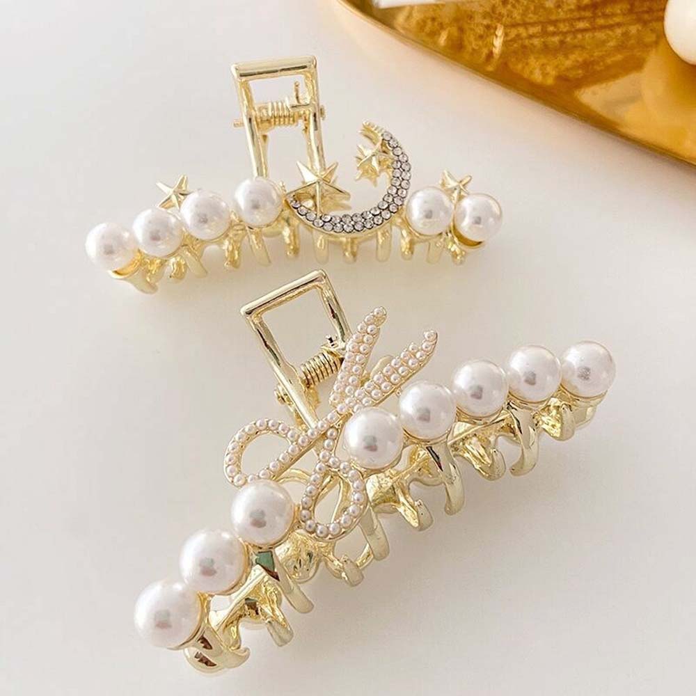 Kẹp Tóc Hình Mặt Trăng Đính Ngọc Trai Giả Thời Trang Cho Nữ