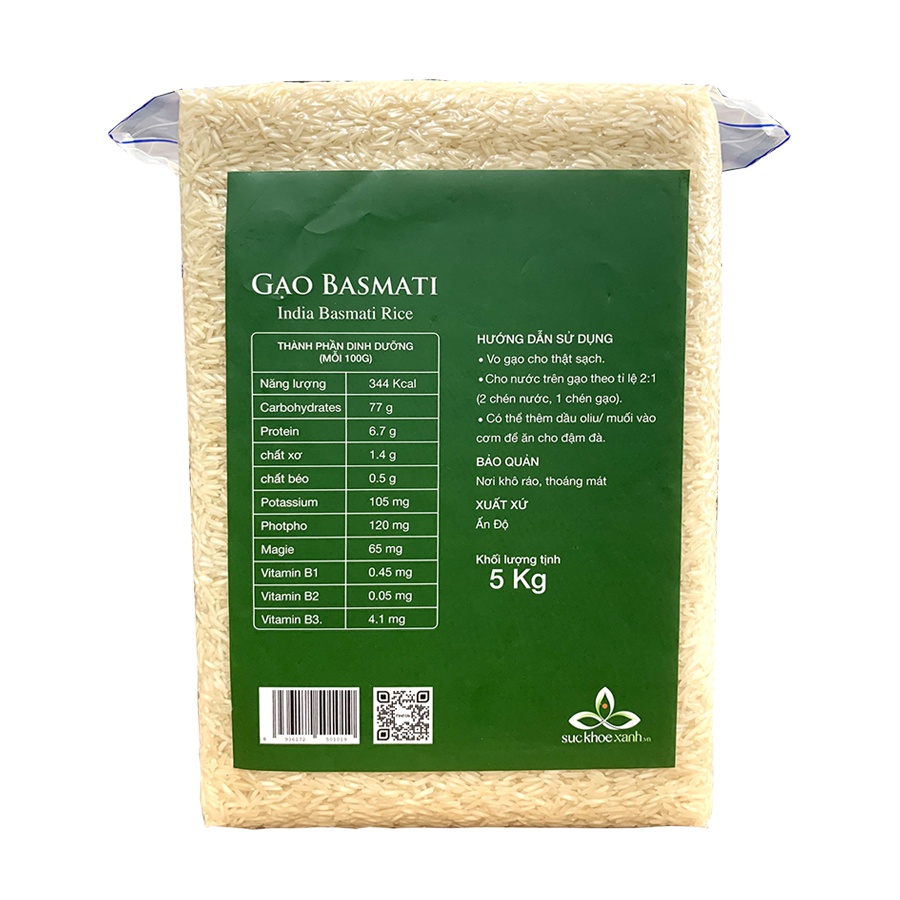 Gạo Basmati India (Ấn Độ) 5kg ngăn ngừa tiểu đường