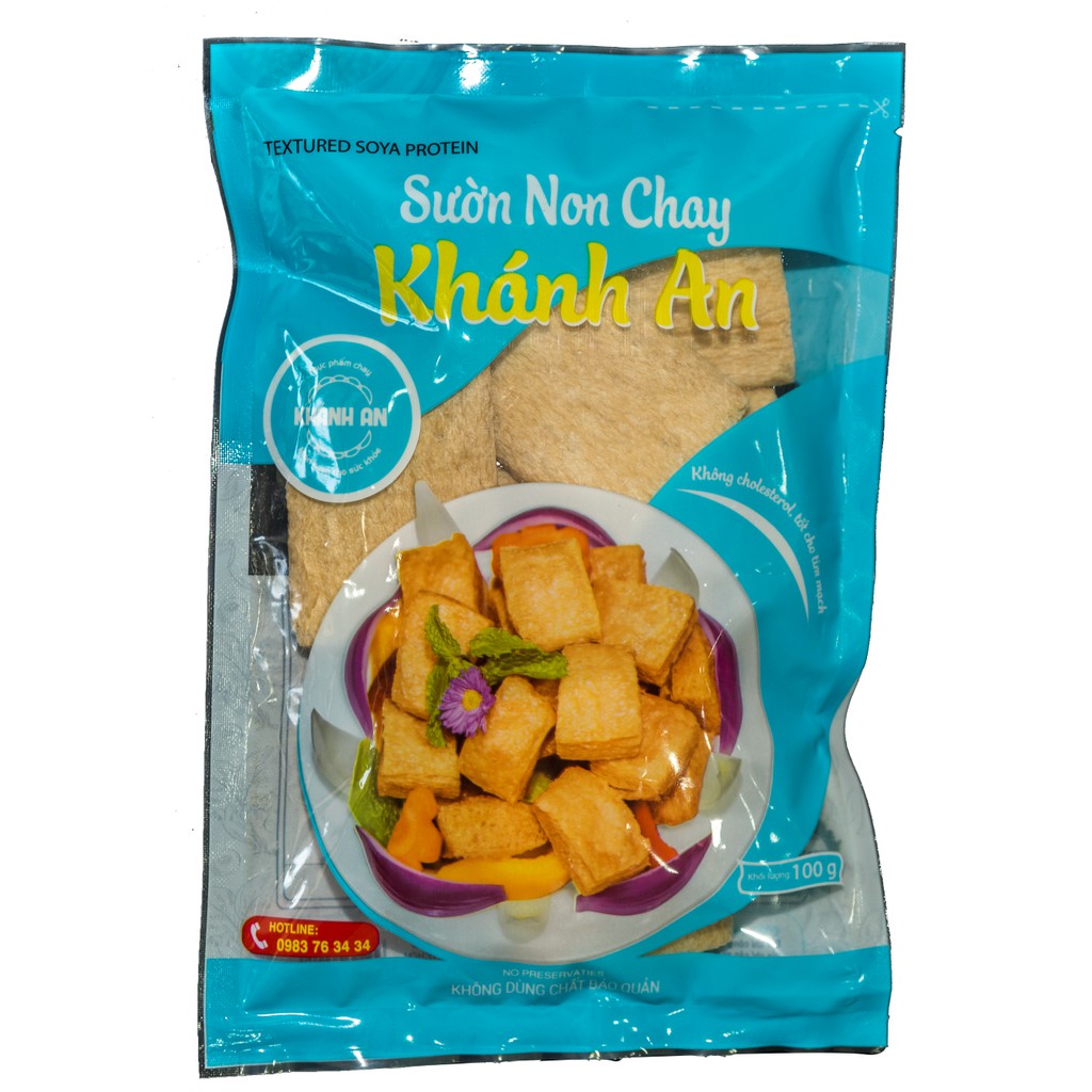 Sườn non chay Khánh An 100g. Giàu dinh dưỡng, độ đạm cao, không chất bảo quản, hàng chính hãng sản xuất tại Việt Nam