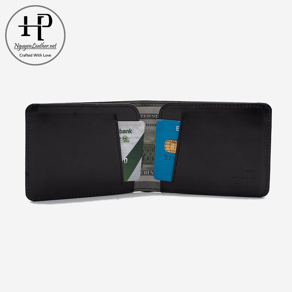 Bóp Tiền Nam Mini Siêu Mỏng Nhỏ Gọn Phong Cách Châu Âu Chất Da Bò Cao Cấp Màu Đen Nguyen Leather