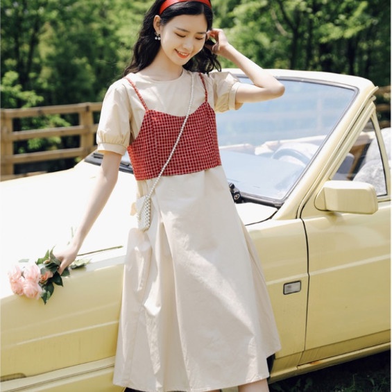 Đầm Tay Ngắn Màu Trơn Ôm Dáng Thời Trang Mùa Hè Cho Nữ