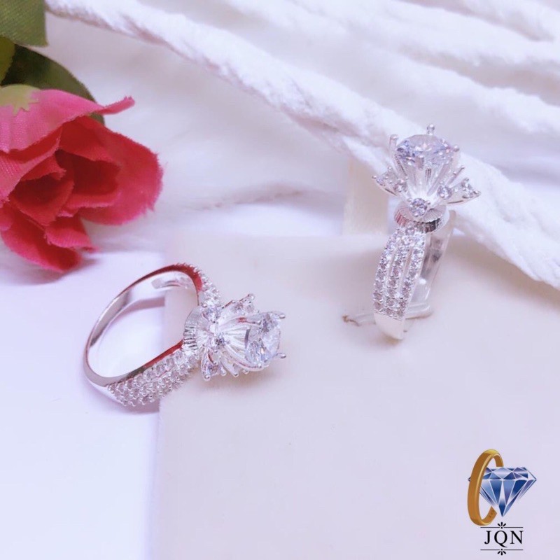 Nhẫn bạc thật mẫu nhẫn nữ đính đá chất liệu bạc ta sáng đẹp, bền màu/ Trang sức bạc JQN