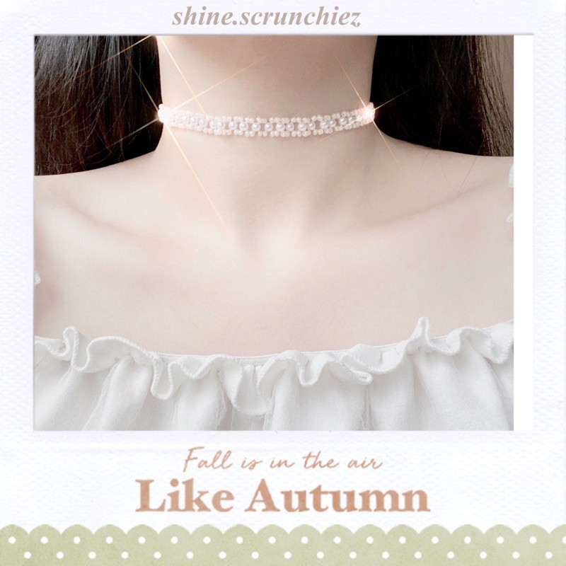 (ẢNH THẬT) VÒNG CỔ CHOKER NGỌC TRAI GIẢ VÀ HẠT CƯỜM | @shine.scrunchiez