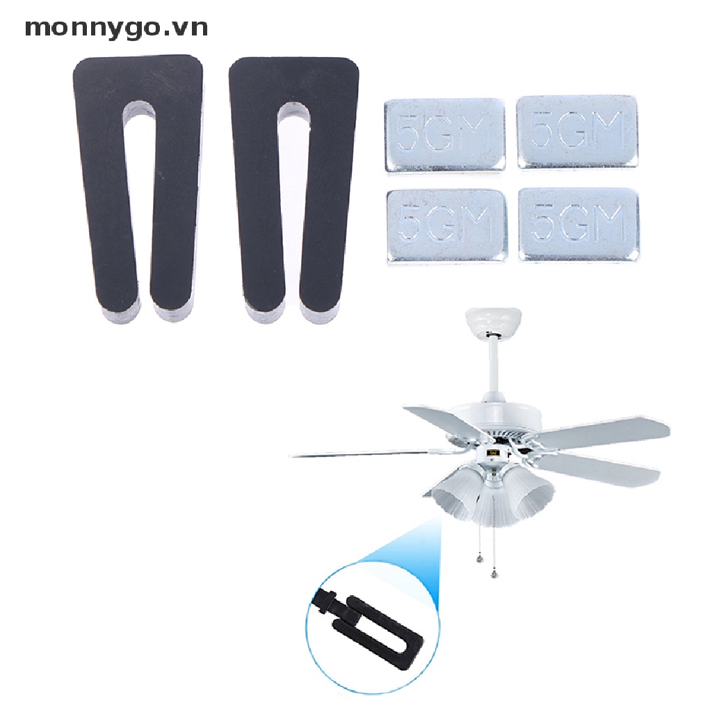 Set 2 kẹp cân bằng + 4 miếng dán trọng lượng 5G chuyên dụng dành cho quạt gắn trần nhà