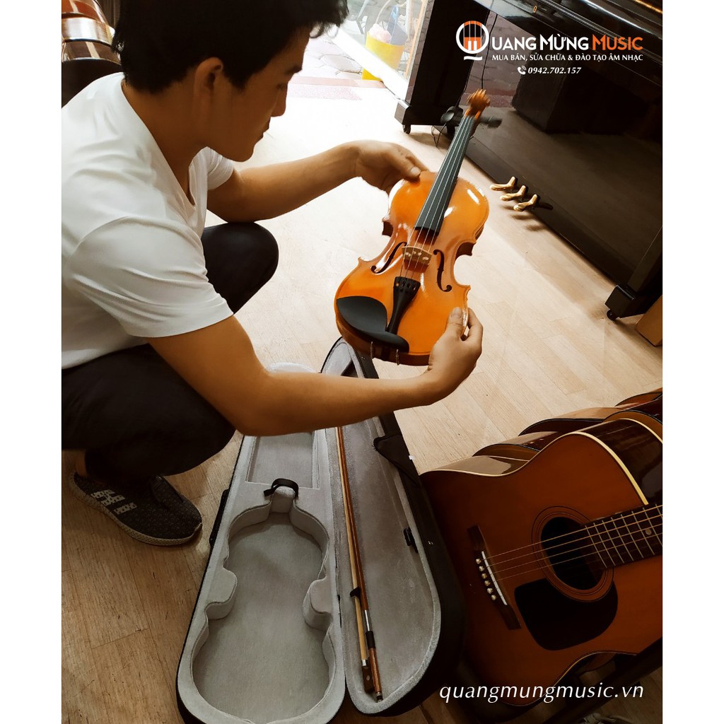 Đàn Violin Gỗ Thích Cao Cấp Full Box Size 4/4 Tặng kèm nhựa thông