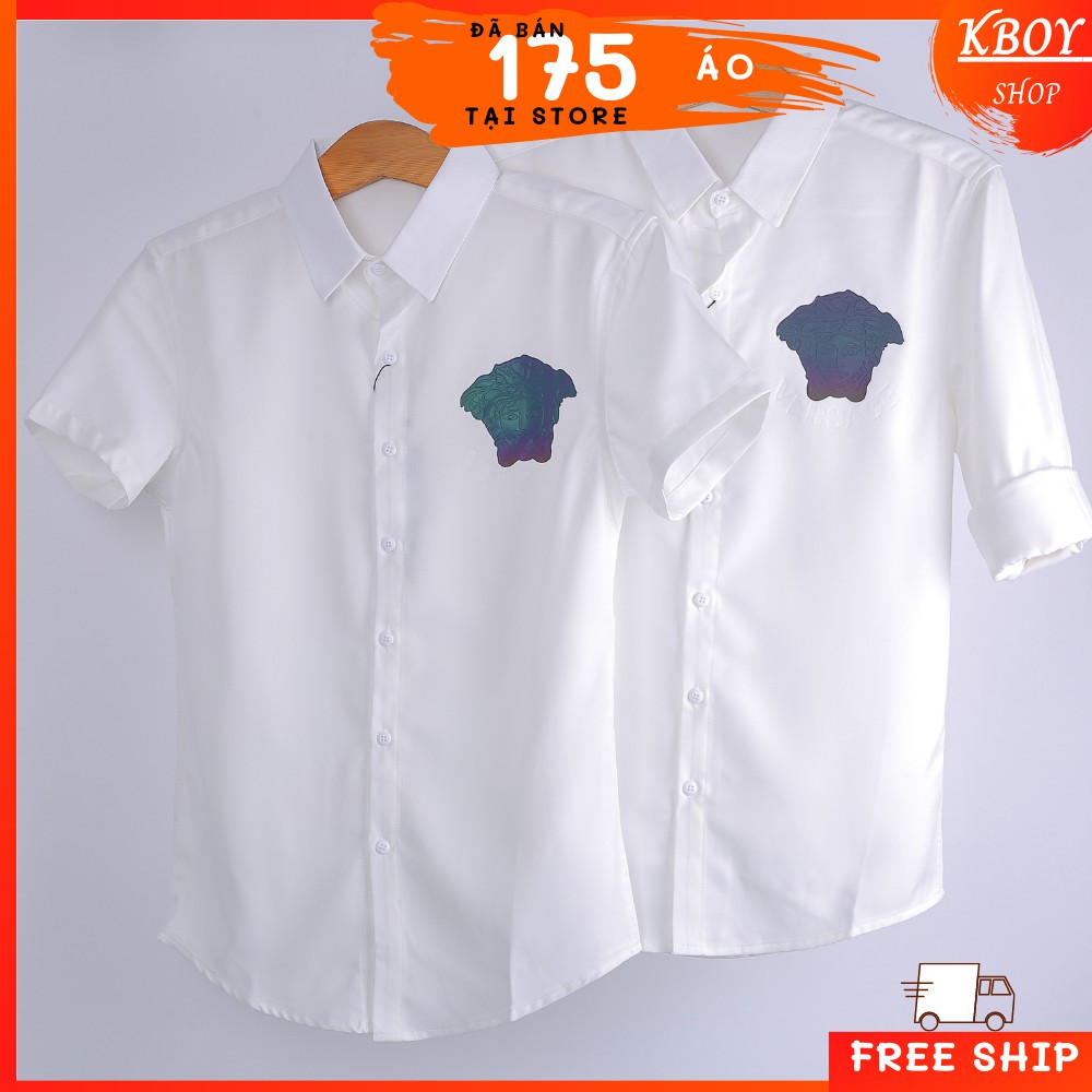 Áo sơ mi tay Ngắn/Dài -Hàng quãng châu,Họa Tiết Logo trước Ngực,Bigsize ,mềm mịn,Co giãn tốt, trẻ trung- F105/F105-1 | BigBuy360 - bigbuy360.vn