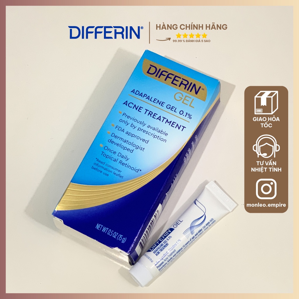 Kem ngừa mụn Differin Adapalene Gel 0.1% Acne Treatment 15g