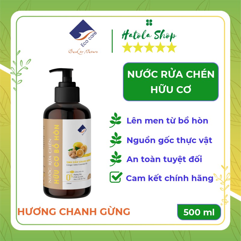 Nước rửa chén, Nước rửa bát hữu cơ Bồ hòn Ecocare 500ml