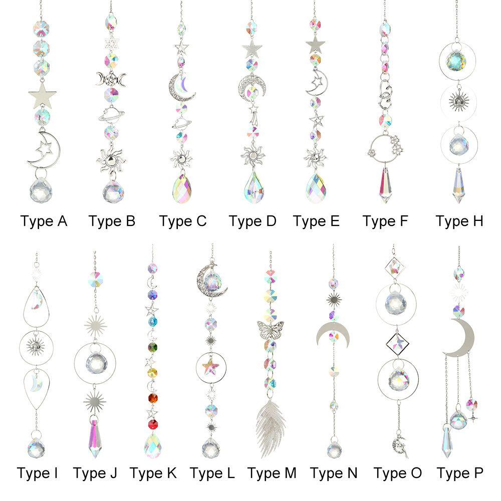 Dreamcatcher Hình Mặt Trăng/Ngôi Sao Sáng Tạo|Viên Pha Lê Màu Cầu Vồng Dùng Trang Trí Rèm Cửa