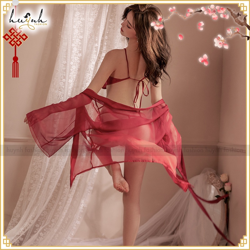 Đồ Hóa Trang Áo Choàng Kèm Yếm Thêu Phượng Hoàng Cổ Trang Trung Hoa Sexy Chinese Hanfu Cosplay - CO23