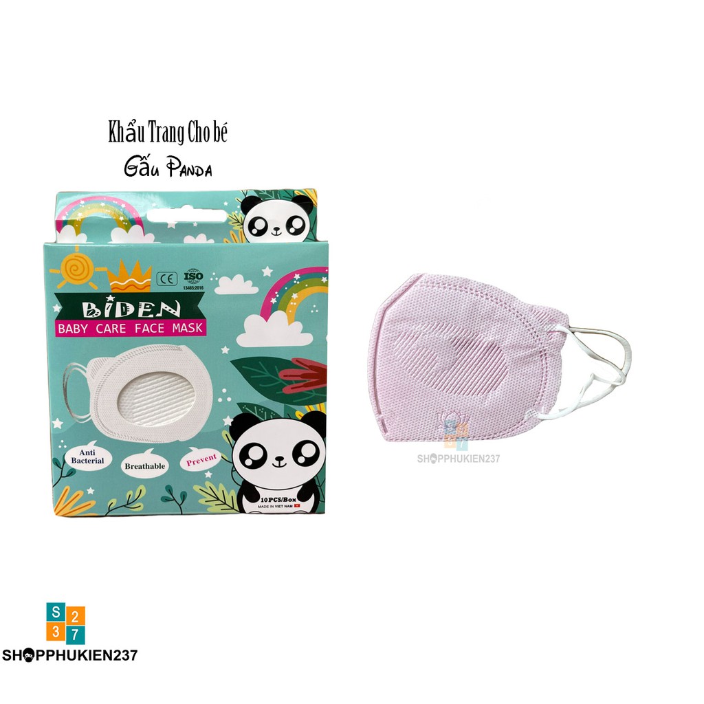 Khẩu trang y tế 3 lớp Gấu trúc Panda 1 bịch 10 cái dành cho bé 2 đến 8 tuổi
