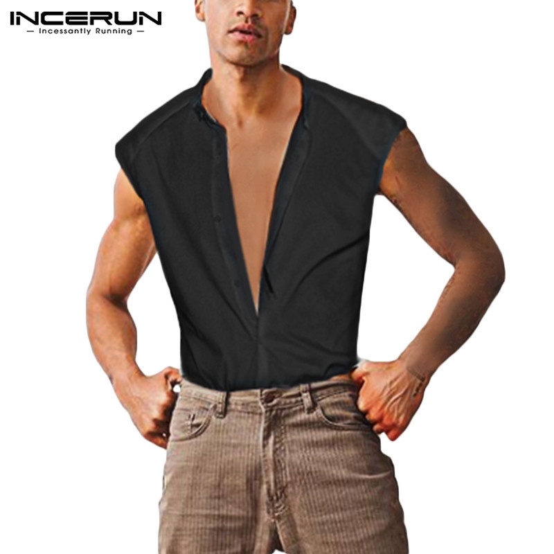 INCERUN Áo Tank Top Sát Nách Màu Sắc Thanh Lịch Cho Nam