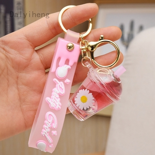 Móc Khóa Hình Cốc Trà Sữa Kỳ Lân Phối Cát Lún Lấp Lánh Dễ Thương