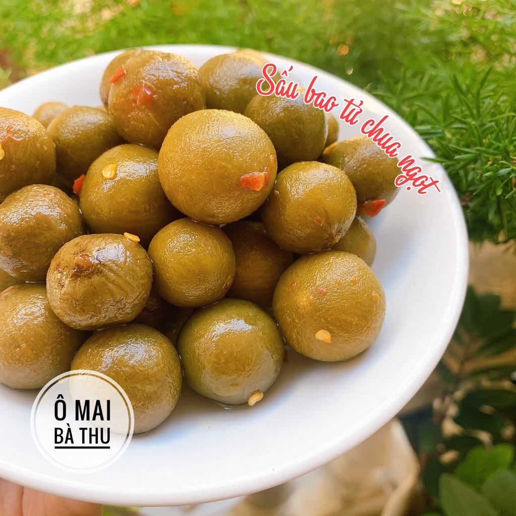 Hộp 500g Ô mai quả sấu bao tử chuẩn vị chua ngọt cay nhẹ, ô mai Bà Thu giúp giải nhiệt, giảm stress