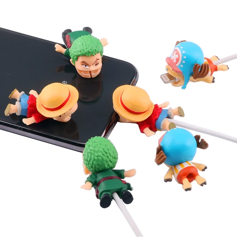 Phụ Kiện Bảo Vệ Dây Cáp Sạc USB Bằng Silicon Hình Anime Dễ Thương