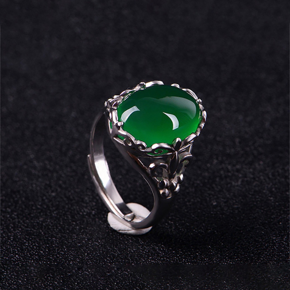 Nhẫn đính đá ngọc lục bảo nhân tạo phong cách vintage thời trang cho nữ