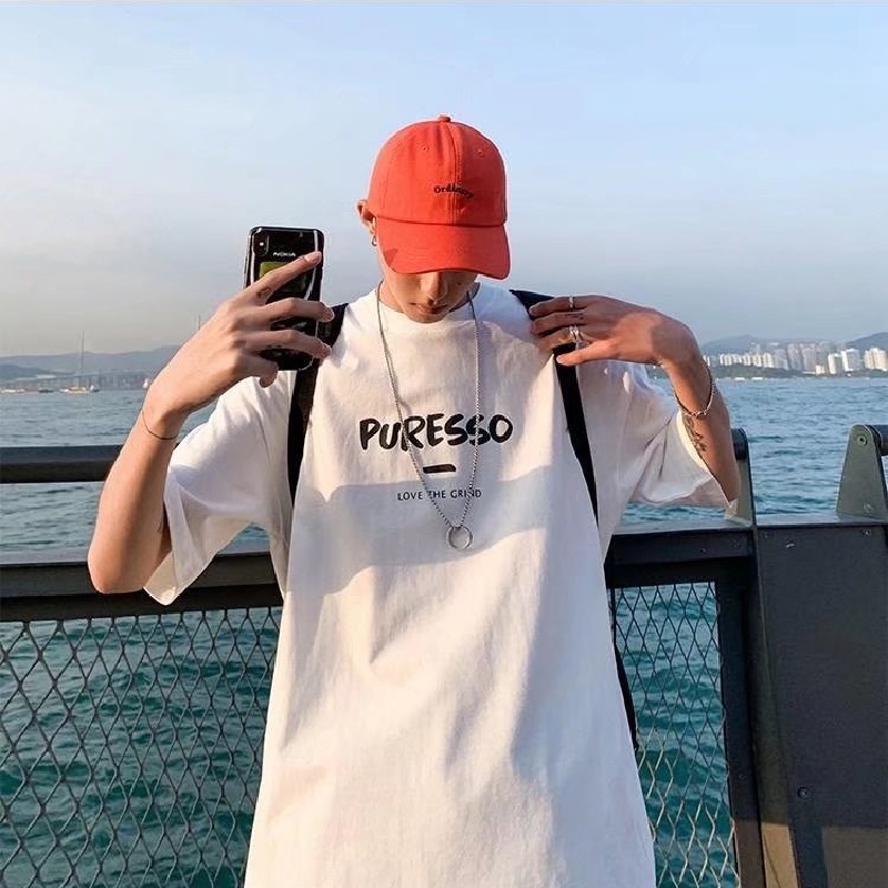 Áo Thun Tay Ngắn Dáng Rộng In Chữ Thời Trang Mùa Hè Cho Nam Và Nữ Size M-5XL