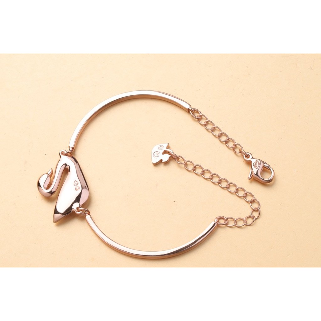 Vòng tay bạc S925 màu vàng hồng hình thiên nga cho nữ 5011990