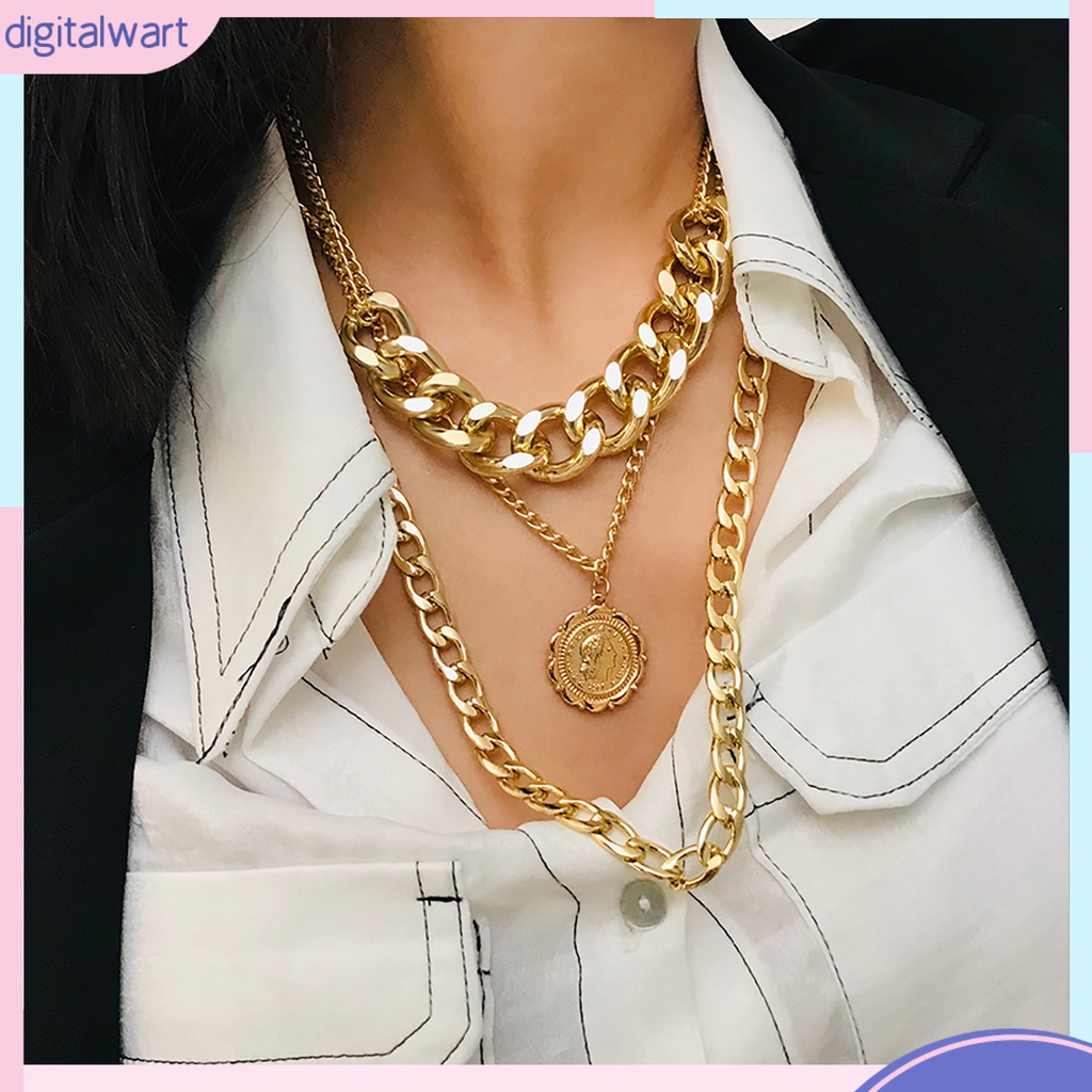 Dây chuyền nữ nhiều lớp mặt khắc chữ QUEEN phong cách hip hop