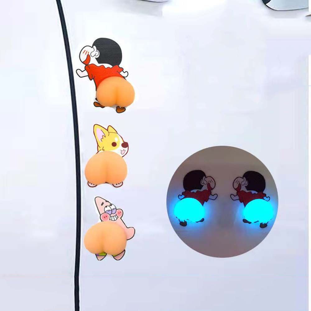 Miếng dán trang trí xe hơi họa tiết 3D phản quang dễ thương bằng silica gel chống va chạm