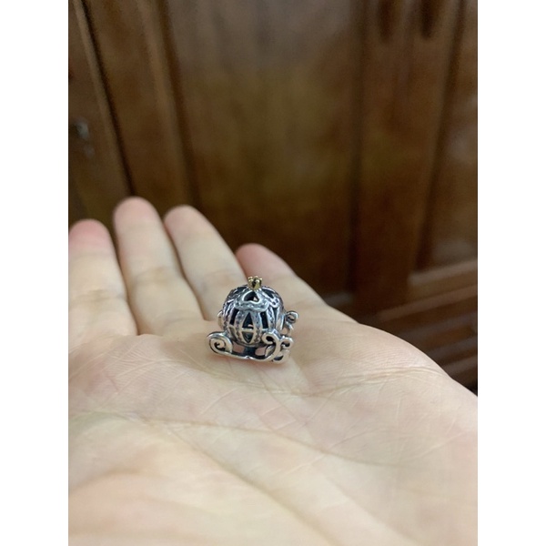 Phụ kiện xỏ vòng tay hình xe bí ngô chất liệu bạc thật