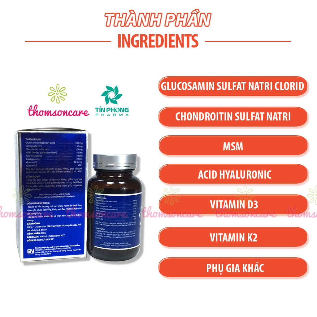 Dưỡng khớp Chogotin, đặc biệt từ Glucosamin, MSM, canxi và collagen, ngăn ngừa thoái hóa, khô khớp, loãng xương