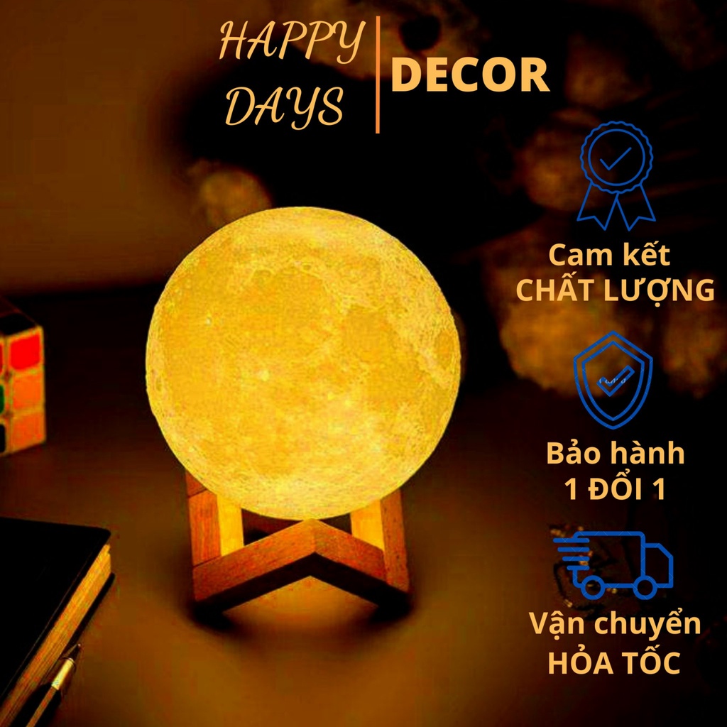 Đèn mặt trăng 3d led kệ gỗ trang trí phòng ngủ để bàn bảo hành 1 đổi 1 FREE SHIP