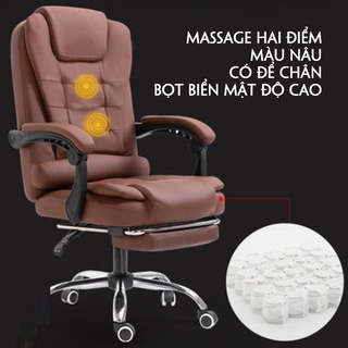 Ghế Giám Đốc Có Massage bọc da Pu, Ghế Văn Phòng Chân Xoay có gác chân