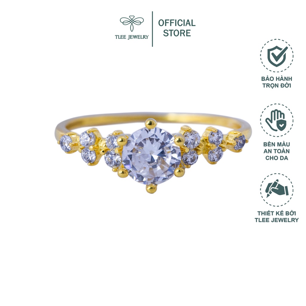 Nhẫn bạc nữ TLEE Elise mạ vàng 14k đính đá sang trọng TleeJewelry A0145