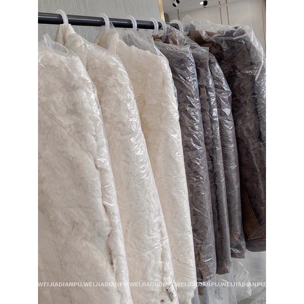 Áo khoác jacket lông viền da Weijia