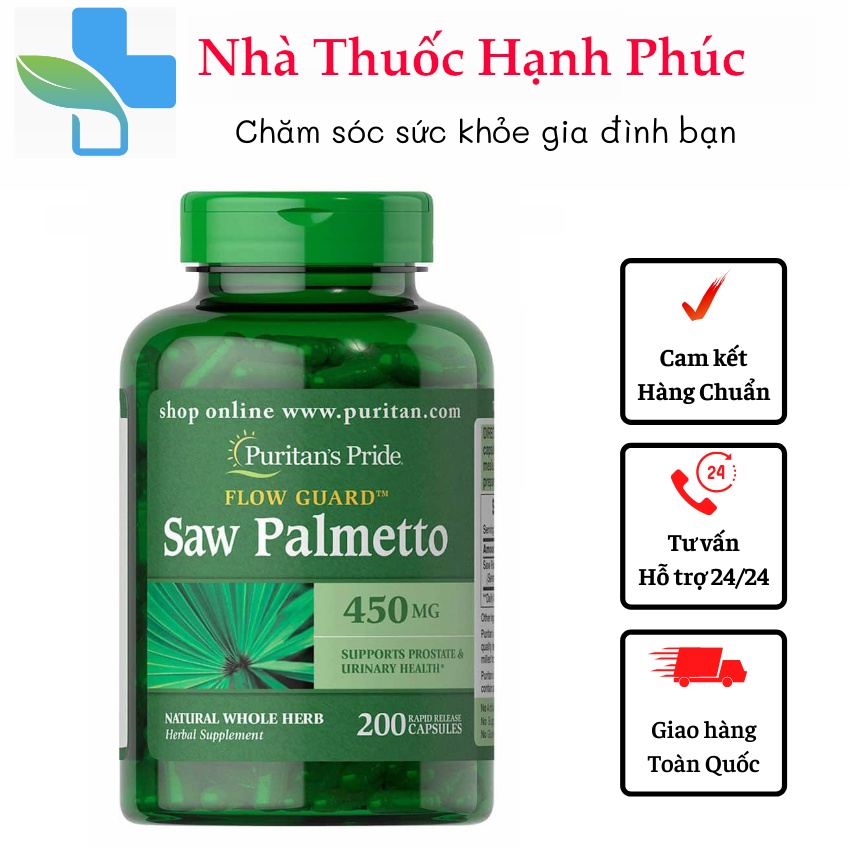 Hỗ trợ đường tiết niệu và tuyến tiền liệt Saw Palmetto 450 mg 100v Puritan’s Pride - Hàng Nội Địa
