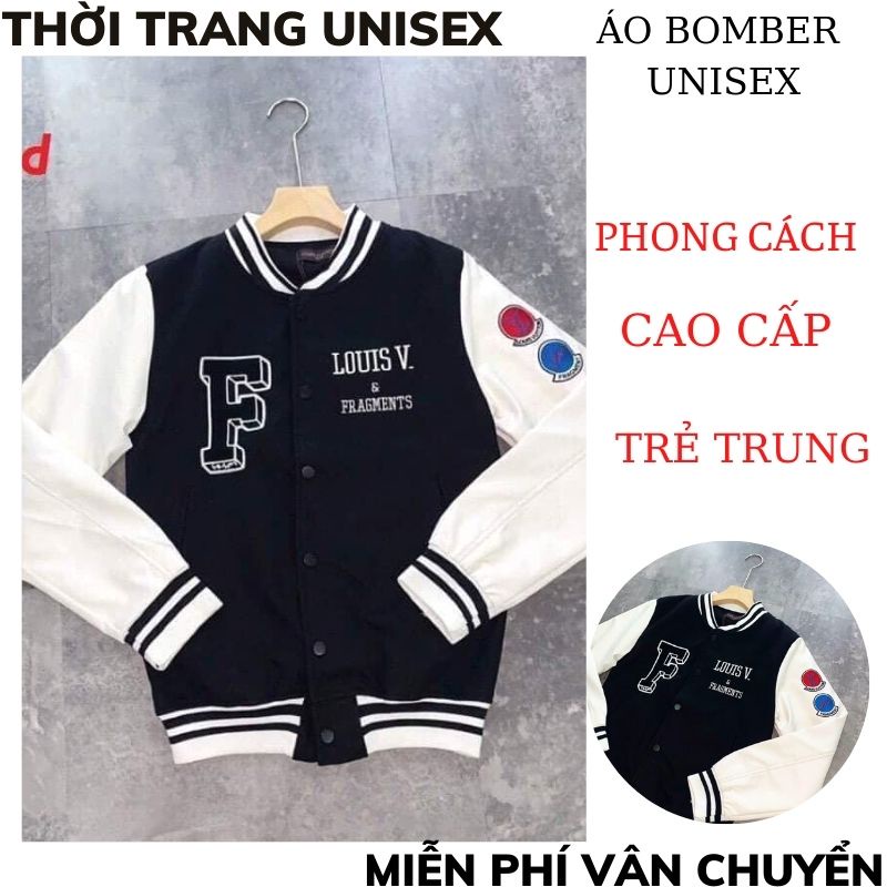 Ao Bomber unisex form rộng , in chữ F.LOUIS (ABB04) Áo Khoác Không Cổ Có Cúc Bấm - Áo Khoác Bomber Chất Đẹp XƯỞNG MTC2