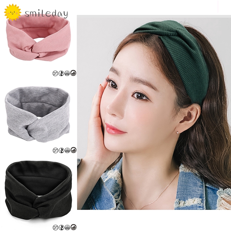 Băng đô vải cotton có độ co giãn 9 màu sắc cho nữ