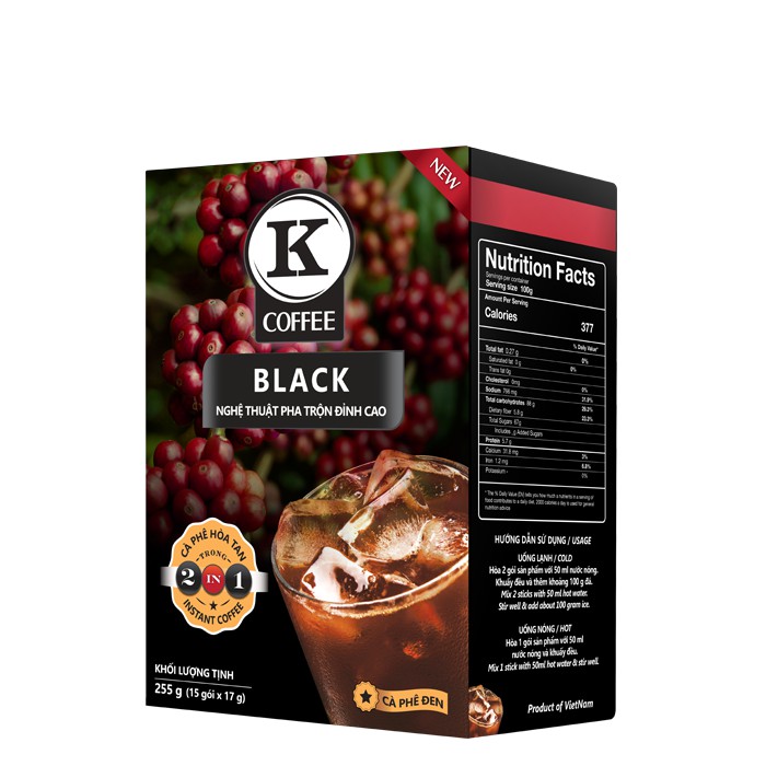 Cà Phê Hòa Tan K Coffee Black 2in1 255g