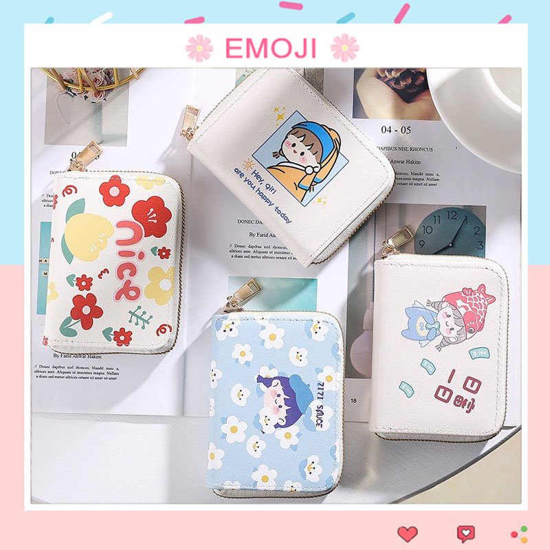 Ví nữ mini cầm tay nhiều ngăn bỏ túi tiện lợi EMOJI phong cách Ulzzang in hình họa tiết dễ thương siêu đẹp giá rẻ VN001