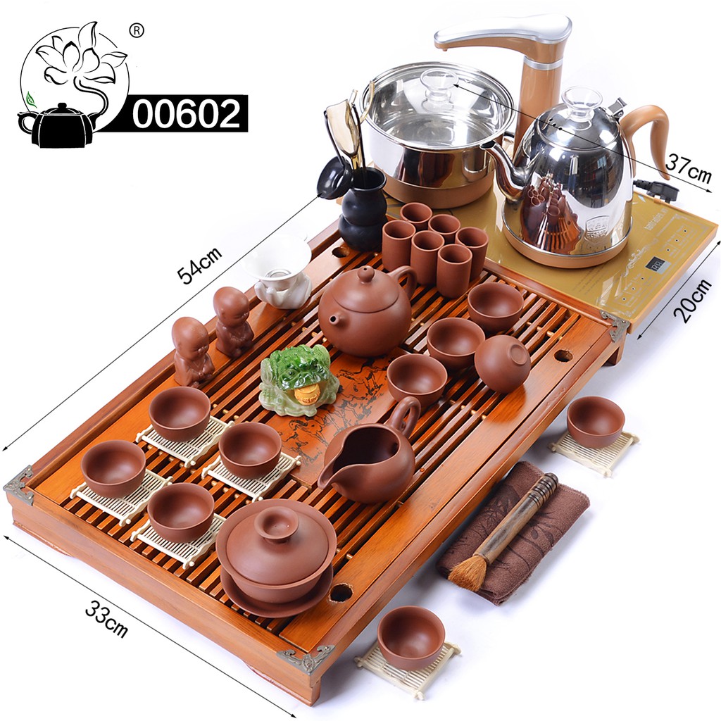 ( bảo hành 12 tháng ) Bàn trà điện thông minh- khay gỗ, ấm chén gốm sứ ,ấm chén tử sa 00601-00619