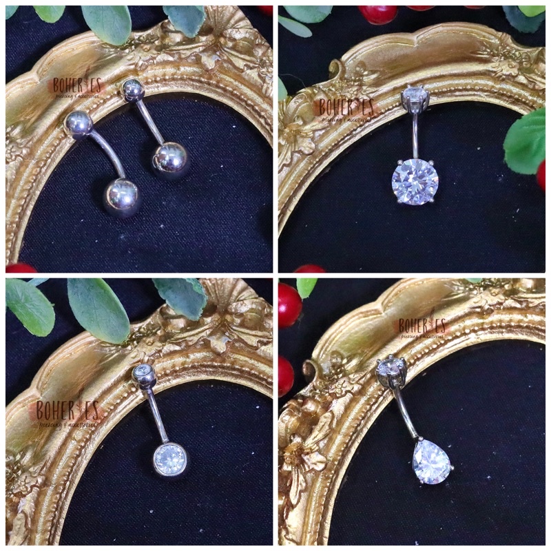 Boheries/Khuyên rốn bạc 925 đơn giản không gỉ, không kích ứng