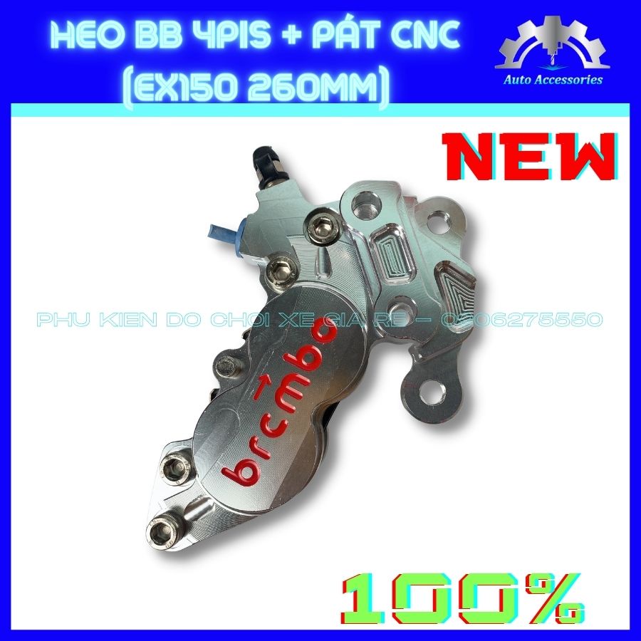Pát TRƯỚC gắn ĐĨA 260/267mm, Heo Dầu 4PISTON ADELIN, BRCMBE, dành cho xe Ex150, Ex155