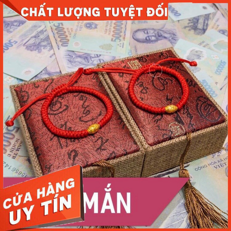 Vòng Tay Chỉ Đỏ Bi Vàng May Mắn Bình An