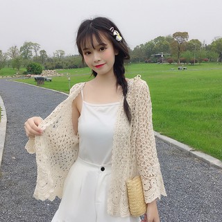 Áo khoác Kimono phối ren hoa thiết kế thanh lịch cho phái nữ