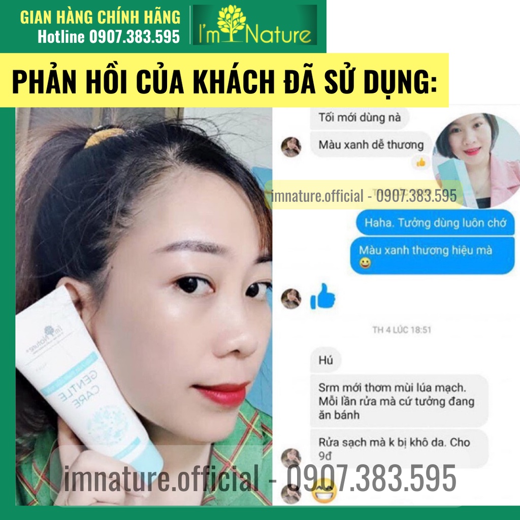Sữa Rửa Mặt Dịu Nhẹ Cho Da Nhạy Cảm Gentle Care - Cấp Ẩm Dưỡng Sáng Da I'm Nature 100ml