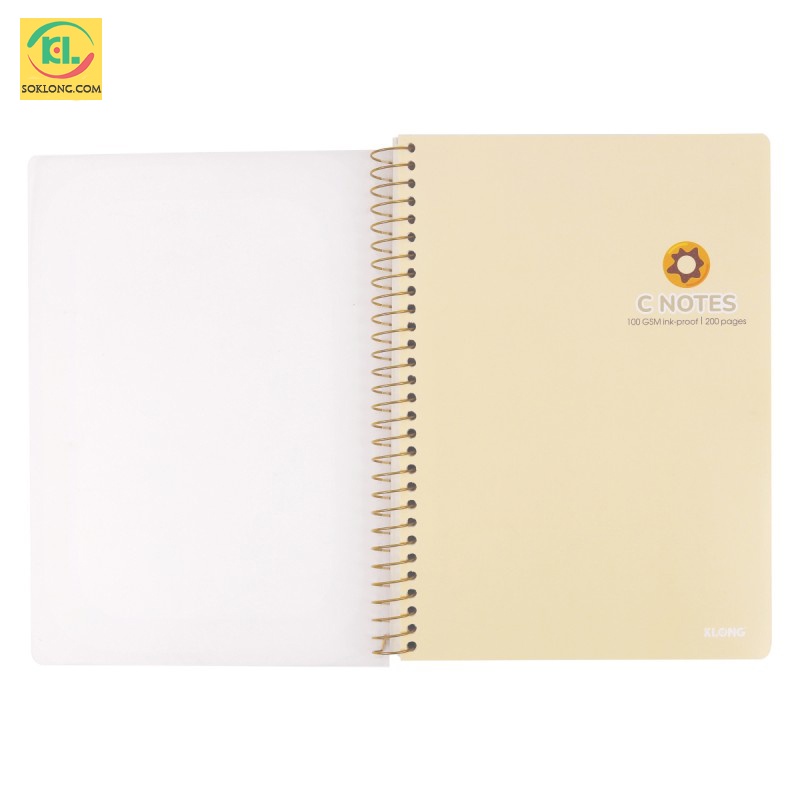 Sổ note cornell B5 200 trang Klong bìa nhựa lò xo đơn C Notes sổ dot và caro MS 588 SOKLONG