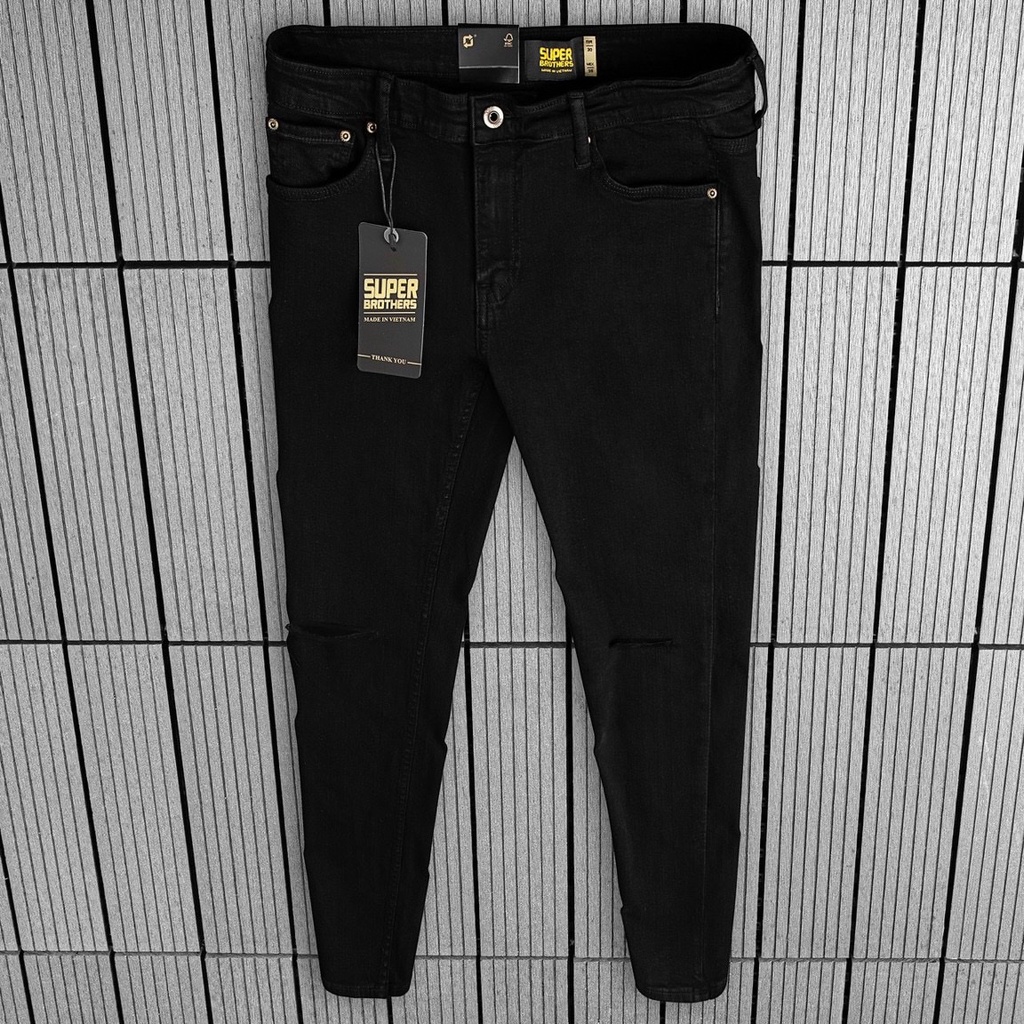 Quần Jean Đen Trơn Và Rách Gối