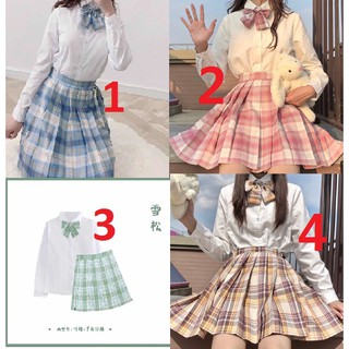 [Order] Set đồng phục caro tay dài kèm nơ - JK kèm nơ xinh xắn cho bạn nữ