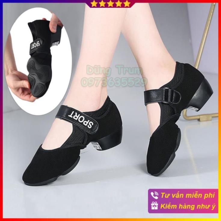 Giày khiêu vũ quai dán mềm mại cực êm chân, giày nhảy Dance Sport siêu đẹp I ' [