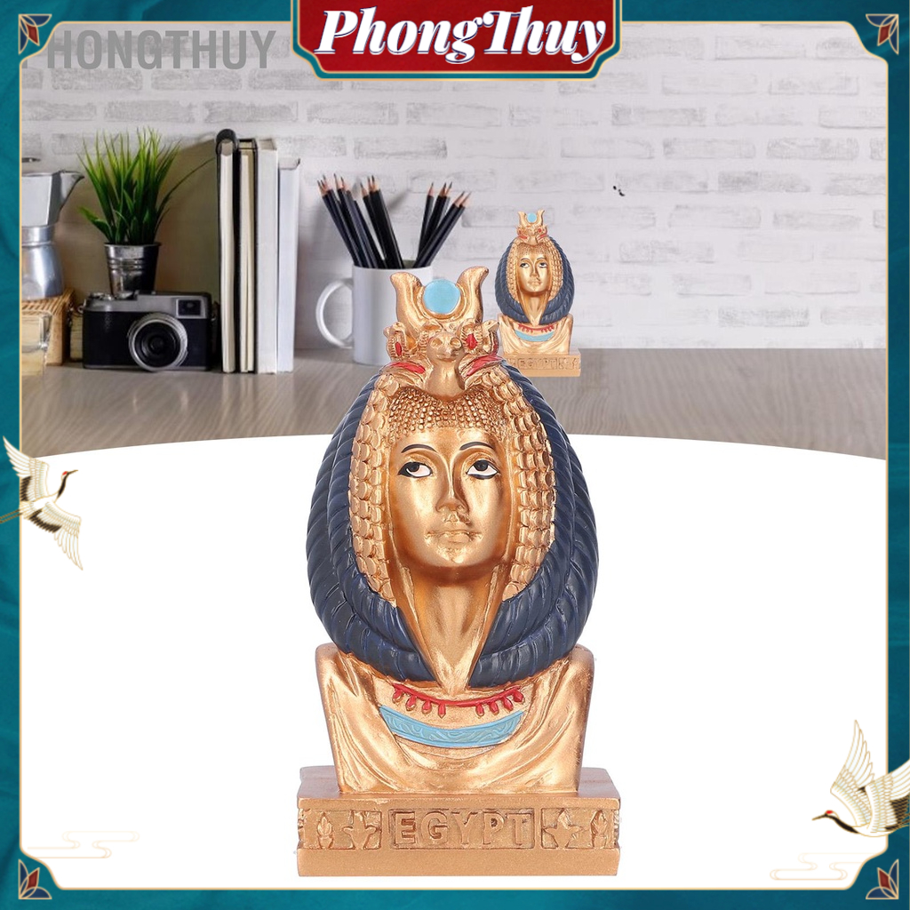 PhongThuy Nữ Hoàng Ai Cập Đầu Tượng Nhựa Tự Nhiên Chắc Chắn Bền Món Quà Hoàn Hảo Pharaon In Hình Hoa Lá Cho Văn Phòng Nhà