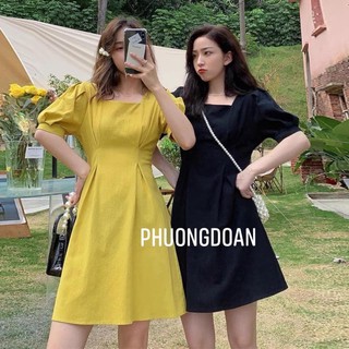 Đầm trơn cổ vuông Korea - Liyeclothes