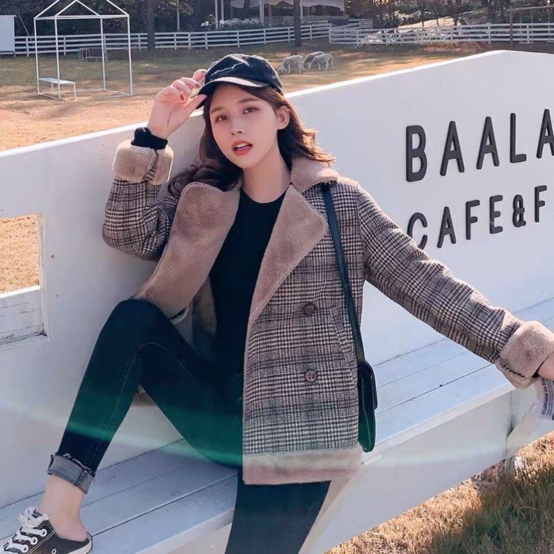 Áo Khoác Da Lộn Kẻ Lót Lông Freesize Siêu Dày Chamia | BigBuy360 - bigbuy360.vn