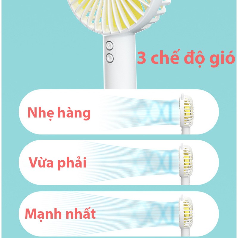 Quạt cầm tay mini hot trend 2021 ⚡️BẢO HÀNH⚡️ Quạt tích điện có thể sử dụng đến 5 tiếng có kệ để điện thoại