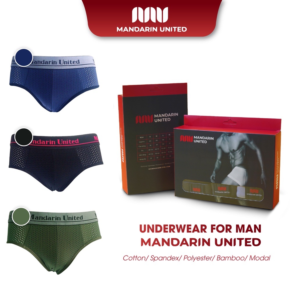 Quần lót nam MANDARIN UNITED sịp tam giác vải lưới thông hơi cao cấp - MUCTG007